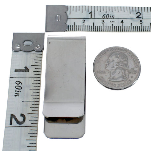 Turquoise Scalloped Leaf Sterling Silver Navajo Money Clip JX126386